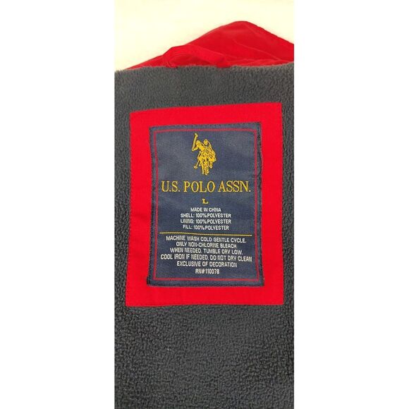 U.S. Polo Assn. Red Size Large Mens Zip Up Lined Light Jacket - Picture 3 of 10